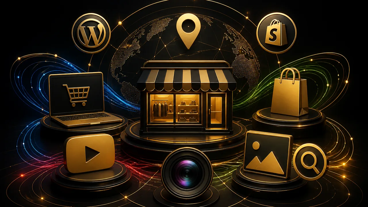SEO Local, Ecommerce, WordPress, Shopify, YouTube, Image, dan Video