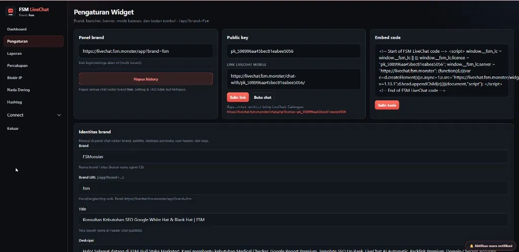 Pratinjau LiveChat AI Automatic: Pengaturan Widget FSM LiveChat